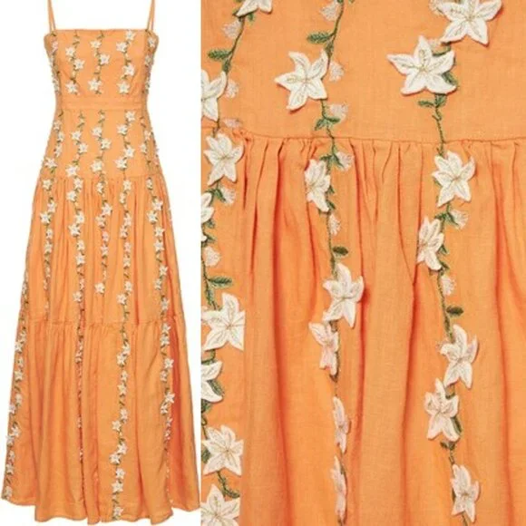 Agua by Agua Bendita Lima Floral Linen Maxi Dress Size S NWT – Lux Resort - Picture 3 of 14